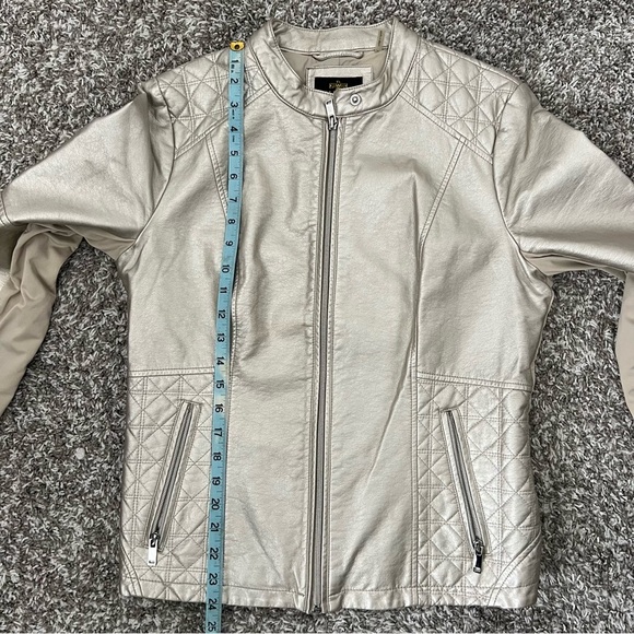 Warrior by Danica Patrick Metallic Faux Leather Jacket Size Large - Picture 10 of 11